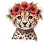 Cheetah with hibiscus