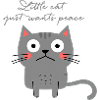 Cat, Sad, Overwhelmed, Peace, Illustration