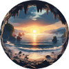 Sunset over mystical coast