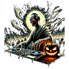 Halloween DJ Skull with Pumpkin