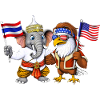 Thailand Elephan American Bald Eagle