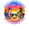 Dinosaur and lion camping