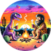Prehistoric Campfire Encounter Illustration