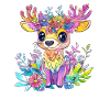 Coloured deer with flowers