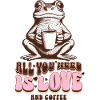 Frog Coffee Love – Retro Clipart