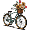 Floral Bicycle Retro Art