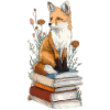 Fuchs auf Bücherstapel