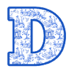 Letter D blue chinoiserie