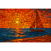 Stilvolles Segelboot im Sonnenuntergang – Glasmosa