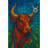 Taurus Stier – Buntes Glasmosaik Sternzeichen