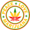 Peace Love Marijuana Rastafarian Emblem