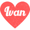 Ivan Name Red Heart Love Fan Retro