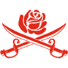 Rose rouge et épées croisées