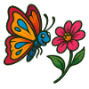 Papillon arc-en-ciel et fleur