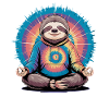 Meditating sloth in rainbow look
