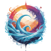 Dynamic wave and moon circle