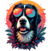 Tropical dog with sunglasses