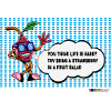Strawberry joke on funny fruit salad