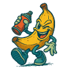 Banane effrontée avec bombe aérosol