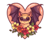 Bat with flower heart