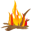 Campfire illustration with logs & flames