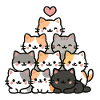 Kawaii Cat Pyramid with Heart – Cute Cartoon Cat