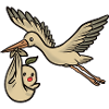 Cigogne et bébé