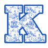 Letter k blue chinoiserie