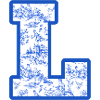 Lettre l chinoiserie bleu