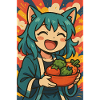 Happy Anime Chef with Veggies