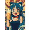 Prost! Anime Mädchen mit Bier