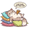 Lazy cat with pizza