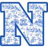 Lettre n chinoiserie bleu