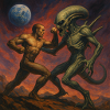 Cosmic Battle Between Man and Alien