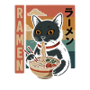 Ramen Cat Retro Japan Style
