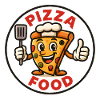 Happy Pizza Funny Pizza Chef Cartoon Food Logo