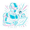 Roboter mit Laptop & Stift