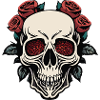 Stylish Skull with Roses and Navy