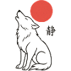 Japanese Wolf and Red Moon
