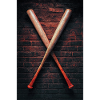 Crossed Bats on Brick Wall