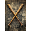 Aged Baseball Bats Crossed