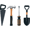 Tools: saw, hammer, screwdriver