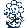 Retro Floral Mascot with Cigarette Drawing