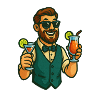 Bartender serving cocktails