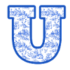 Blue chinoiserie u letter