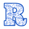 Letter r blue chinoiserie