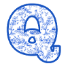 Lettre q chinoiserie bleu
