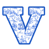 Letter v blue chinoiserie