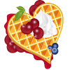Goldene Herzwaffel Illustration mit Kirschen