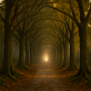 Mystischer Baumweg im Herbstlicht